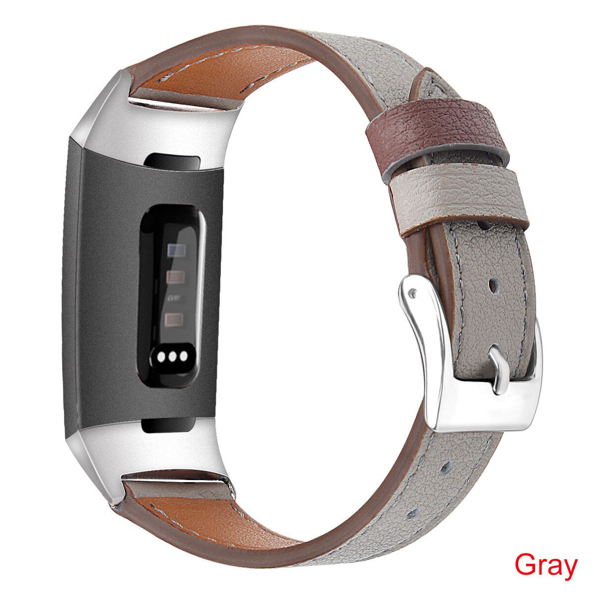Essidi For Fitbit Charge 3 4 Leather Band Women Men Smart Bracelet Replacement For Fitbit Charge 3 4 Wristband Watch Strap Loop: gray / S