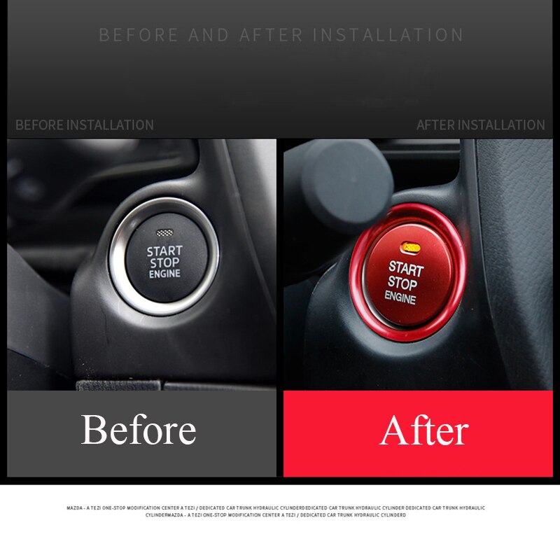 Bilinredning motor start stopp tändning nyckelring lock passar för mazda 3 bm bn 6 gj1 gl cx -4 cx4 bil dekor tillbehör
