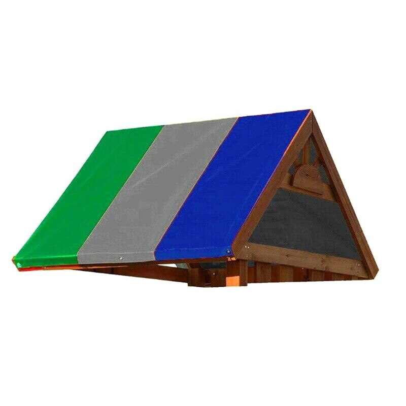 Slide Playhouse Cover Awnings Playground Canopies Replacement Kid Shade Tarp Waterproof Colorful Striped B99: green gray blue