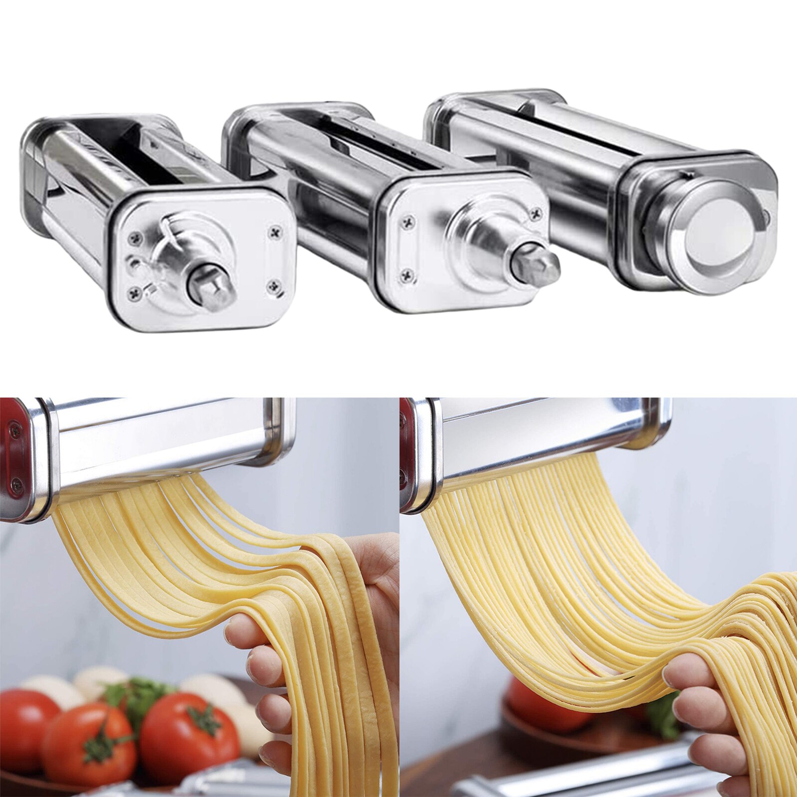 Pasta Maker Stainless Steel Pasta Spaghetti Fettuccine Roller Cutter Stand Mixer Noodle Press Attachment Kitchen Tool