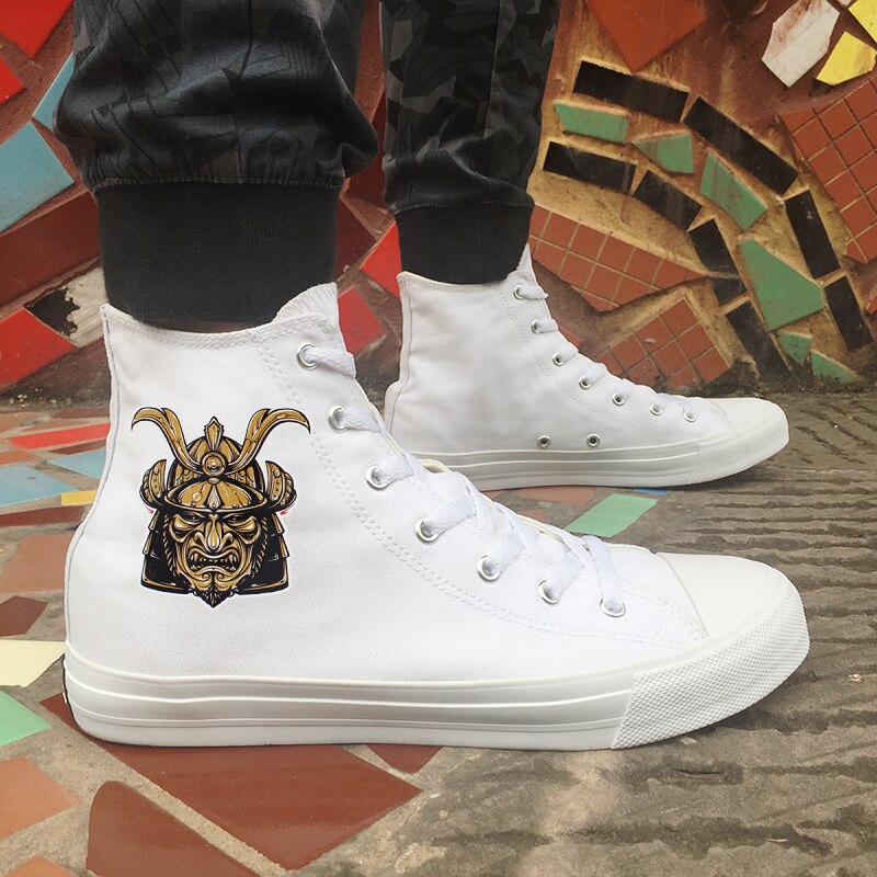 Wen Canvas Witte Schoenen Samurai Knight Warrior Hoge Top Mannen vrouwen Sneakers Skateboarden Schoenen Mannelijke Wandelschoenen