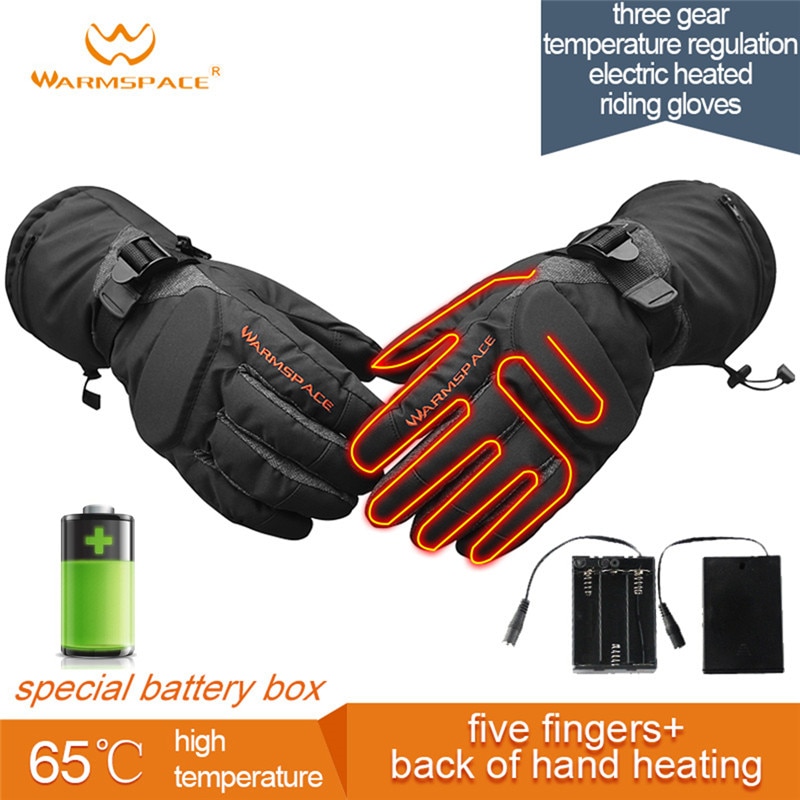 Smart Electric Heating Gloves,3M Waterproof 6xAA Battery Self Heated 5-Fingers/Hand Back,3 gear Warm 6H Touch Screen Ski Gloves