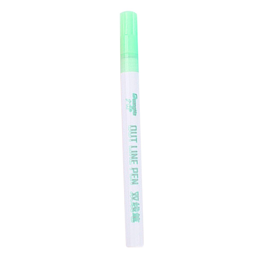 Card Writing Drawing Double Lines Outline Pen Out Line Pen Fine Liner Marker Calligraphy Lettering Scrapbooking Pen#p7: Green 