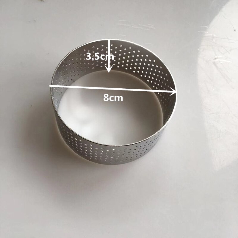 6pcs/lot 3.5cm high 7cm 8cm Round stainless 304 perforated seamless tart ring quiche ring tart pan pie tarte ring with hole: 8x3.5cm 6 pieces