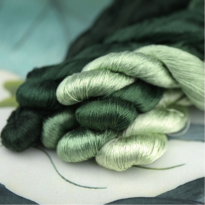 1pcs 100% silk thread hand embroidery embroider cross stitch 400m silk embroidery thread blackish green series/7 pure colors
