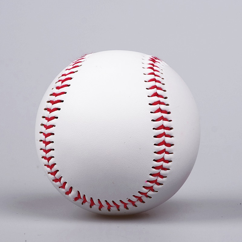 1 stk håndlavet baseballbold 9 tommer hvid softball til udendørs sportstræning