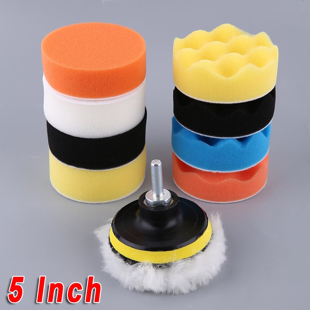 11PCS 3 4 5 6 7 Inch Polishing Pad Sponge Buff Buffing Kit Set For Car Polisher: 5 inches