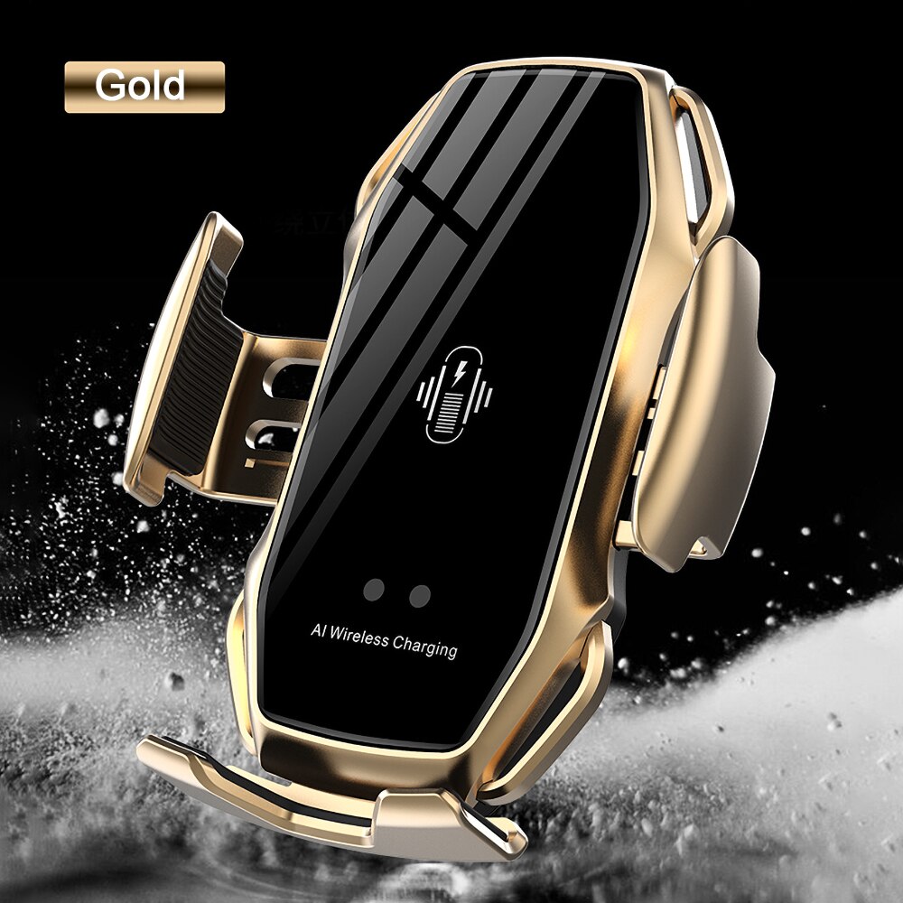 Trådløs oplader til iphone  se  10w qi trådløs billader telefonholder induktiv oplader til iphone 11 pro xs max xr xiaomi: Guld