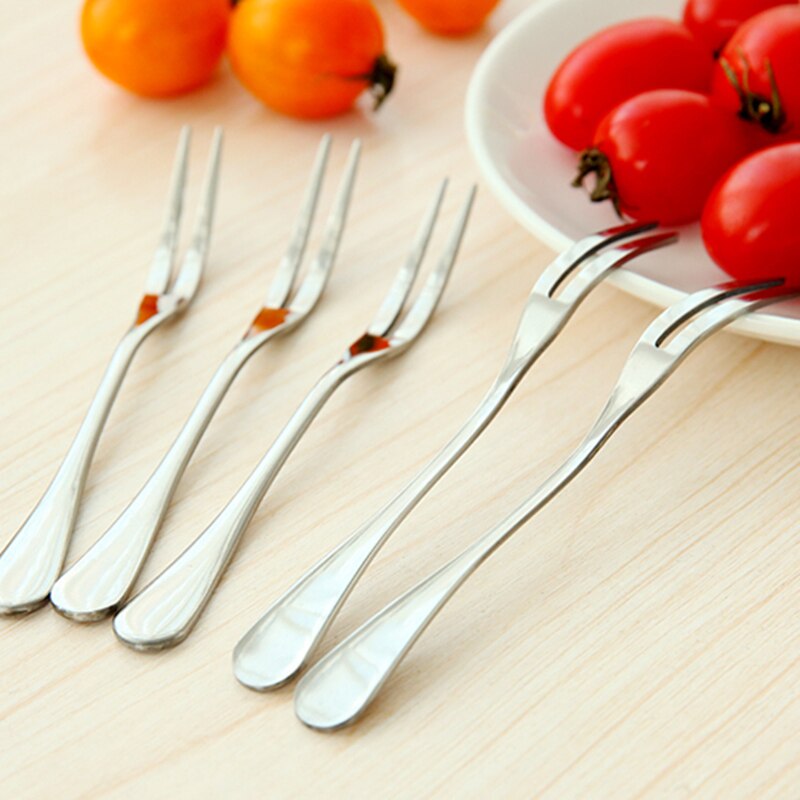 Techome 10 stuks/partij 13cm roestvrijstalen fruit vorken voor restaurant cafetaria thuisfeest dessert vork mooie fruit vork servies