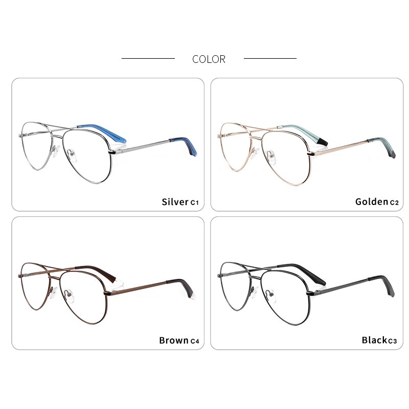 Ceofy Men Retro Aviator Eye Glasses Frames Double Bridges Optical Prescription Spectacles Eyeglasses Frame For Women Men G6039