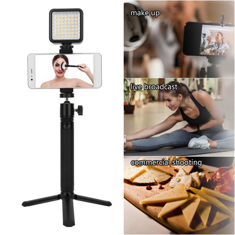 Statief Voeten Mobiele Telefoon Live Beugel Selfie Stok Desktop Verlengstuk Vaste Statief Led Licht Kit Mini Statief Benen