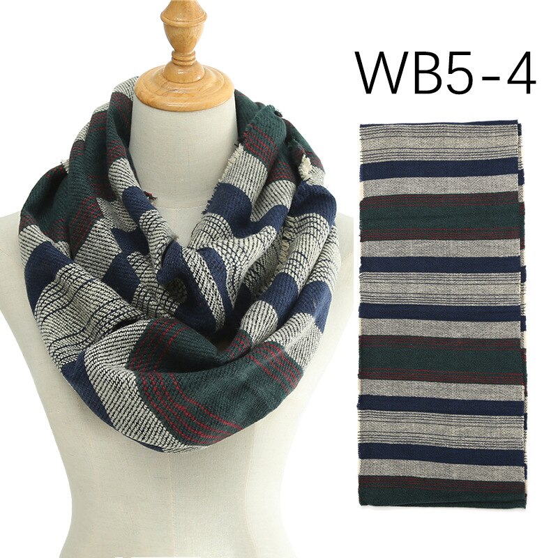 Écharpe d'hiver chaude en tricot pour homme et femme, écharpe snood rayée en cachemire, décontractée, col infini: 4