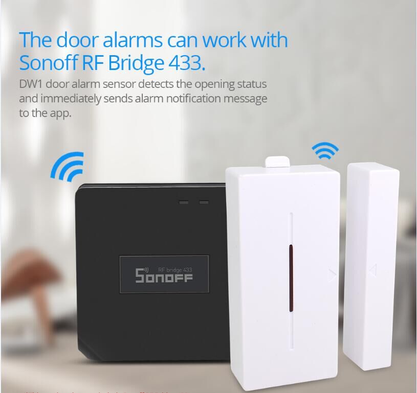 Sonoff 433 mhz rf bridge wifi dør vindue bevægelsessensor  dw1 trådløs detektor pir 2 433 alarm fjernbetjening smart hjem sikkerhedssystem: Bro og  dw1