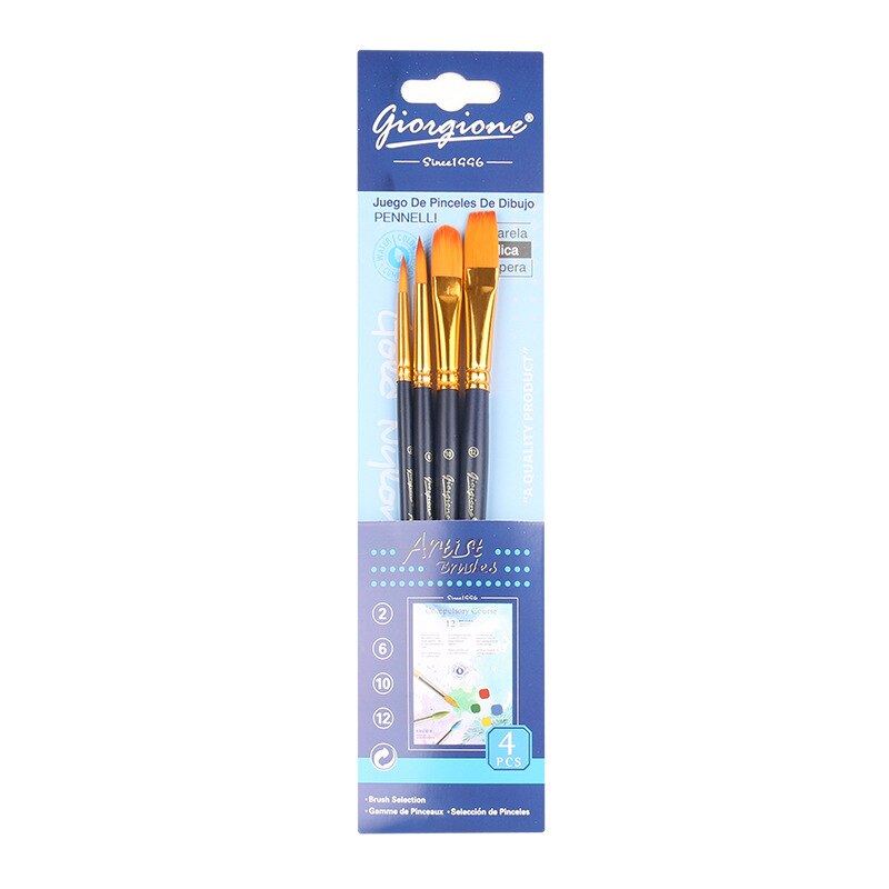 Juego de pinceles de Pintura Giorgione de nailon, Pincel plano Para Pintura al óleo, Pintura a Color agua, pinceles Para Pintura, suministros de arte: 4pcs