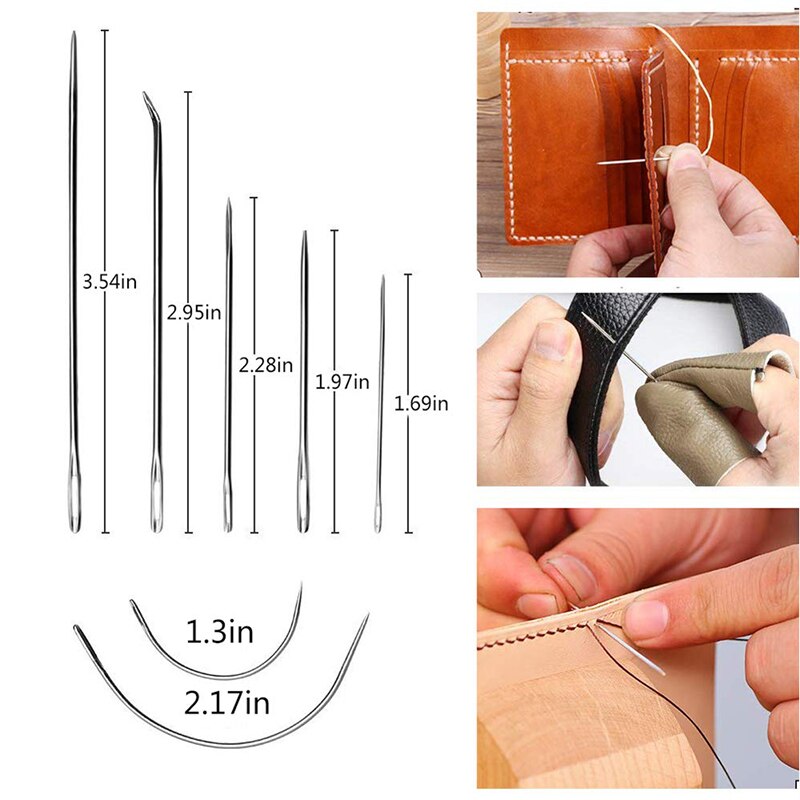 DIY Leather Craft Tools Kit Hand Sewing Stitching Punch Carving Work Set Accessories