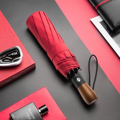 Wind Resistant Folding Automatic Umbrella Rain Women Auto Luxury Big Windproof Umbrellas Rain For Men Black Coating 10K Parasol: Umbrella 2 Red