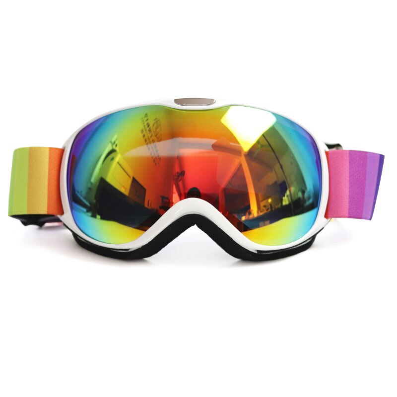 Gafas de esquí de doble lente para niños, lentes protectoras antiniebla UV400 para deportes al aire libre, esquí, Snowboard y nieve: White Frame