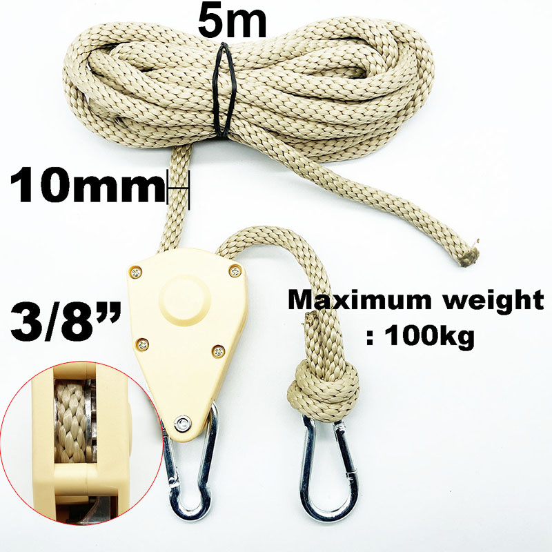 4/6/10mm Zelt Einstellbare Seil Verschluss Feste Schnalle Riemenscheibe Schlüssel Ratsche KleiderbüGel Lichter Heben Camping Markise Wind Seil: Licht Gelb