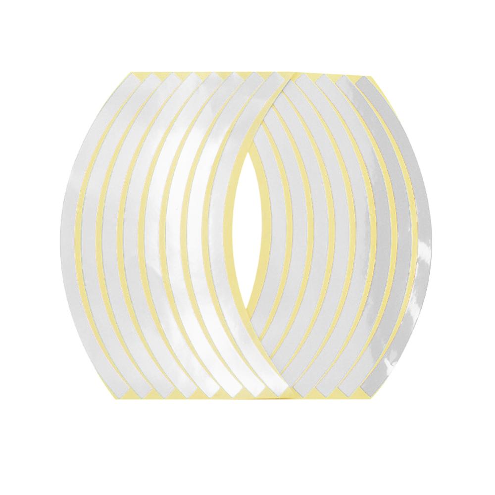 Pegatinas reflectantes universales para llanta de motocicleta, calcomanía reflectante de seguridad para bicicleta de tráfico, 16 piezas, 12 pulgadas: Silver