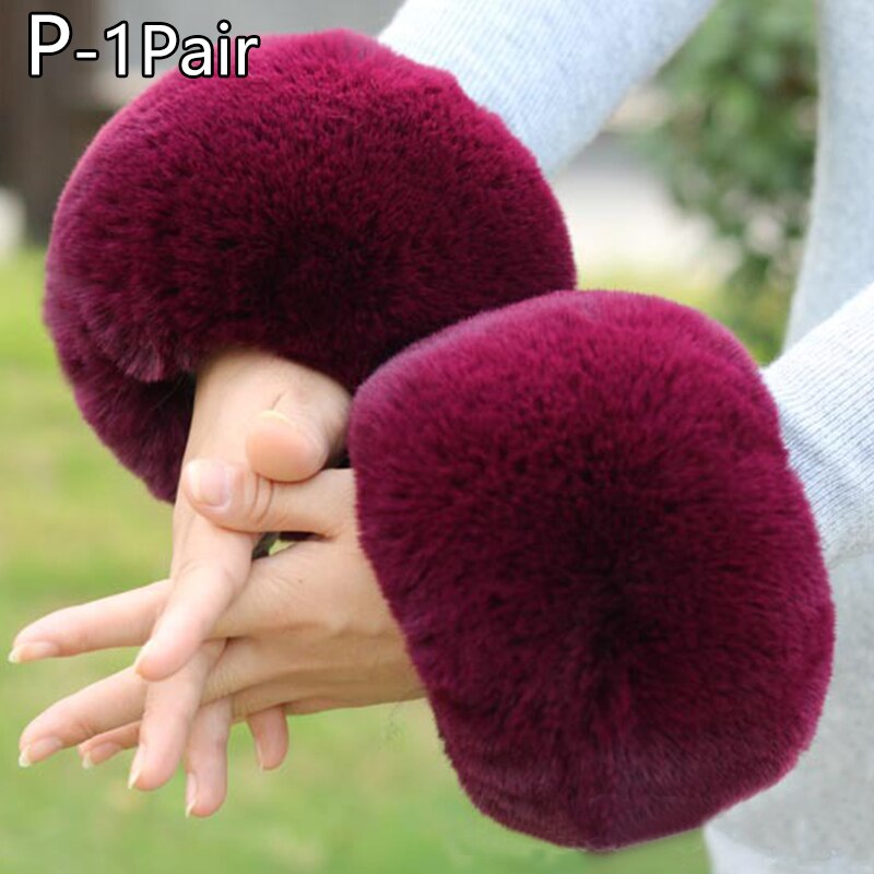 2 pezzi grande polsino in pelliccia da polso decorazione manica grande cappotto invernale manica anello mano pelliccia di volpe sintetica pelliccia grande maniche lunghe calde polsini scaldamuscoli: P