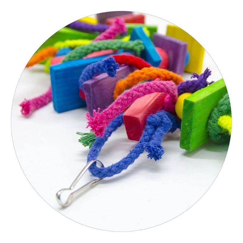 Wooden Block Bird Parrot Gnaw Rainbow Bridge Toys for Small and Medium Parrots and Birds Climb Hanging Toys