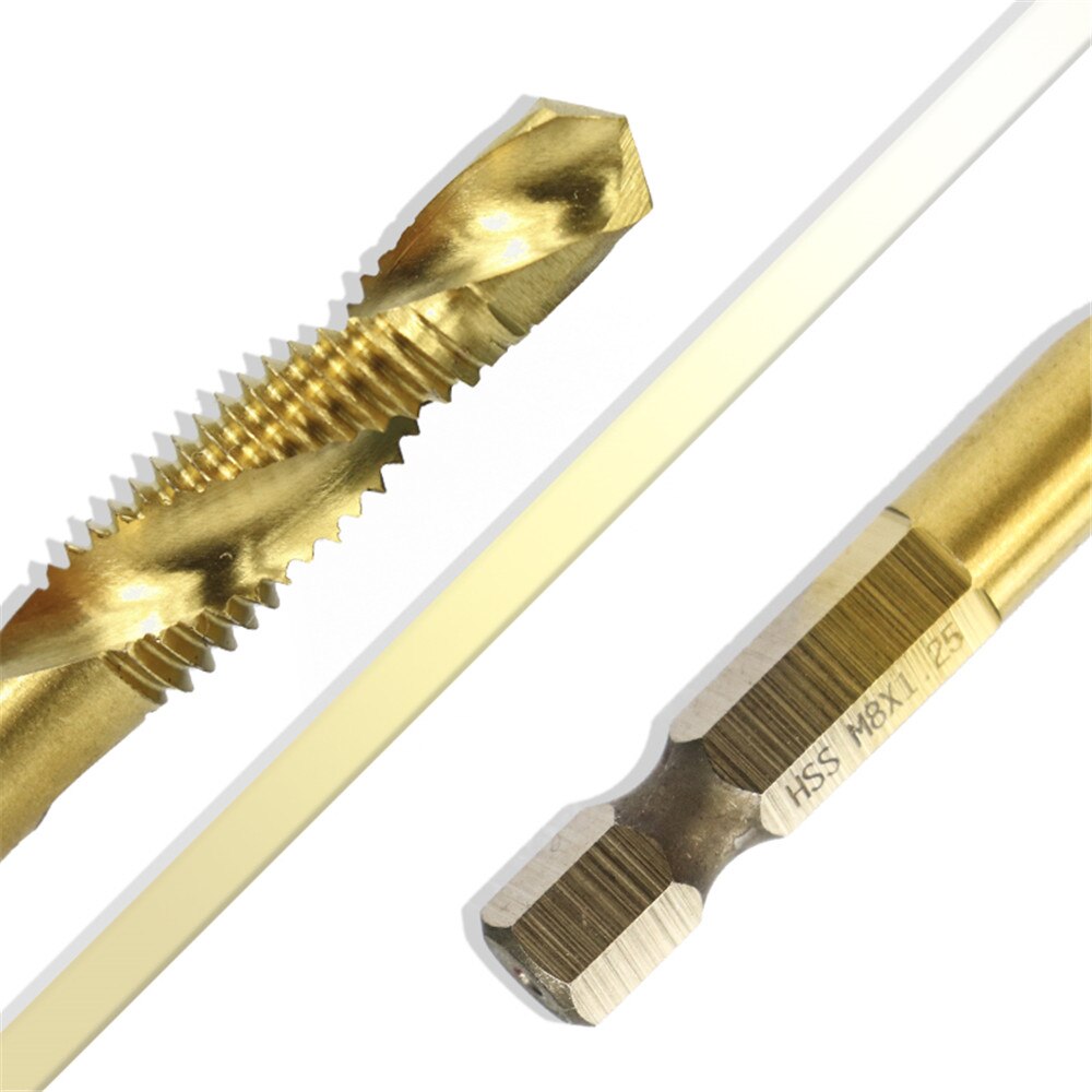 M3-M10 metric hss coated canister screw tap hex 1/4 "shank thread tap drill drill spiral tap