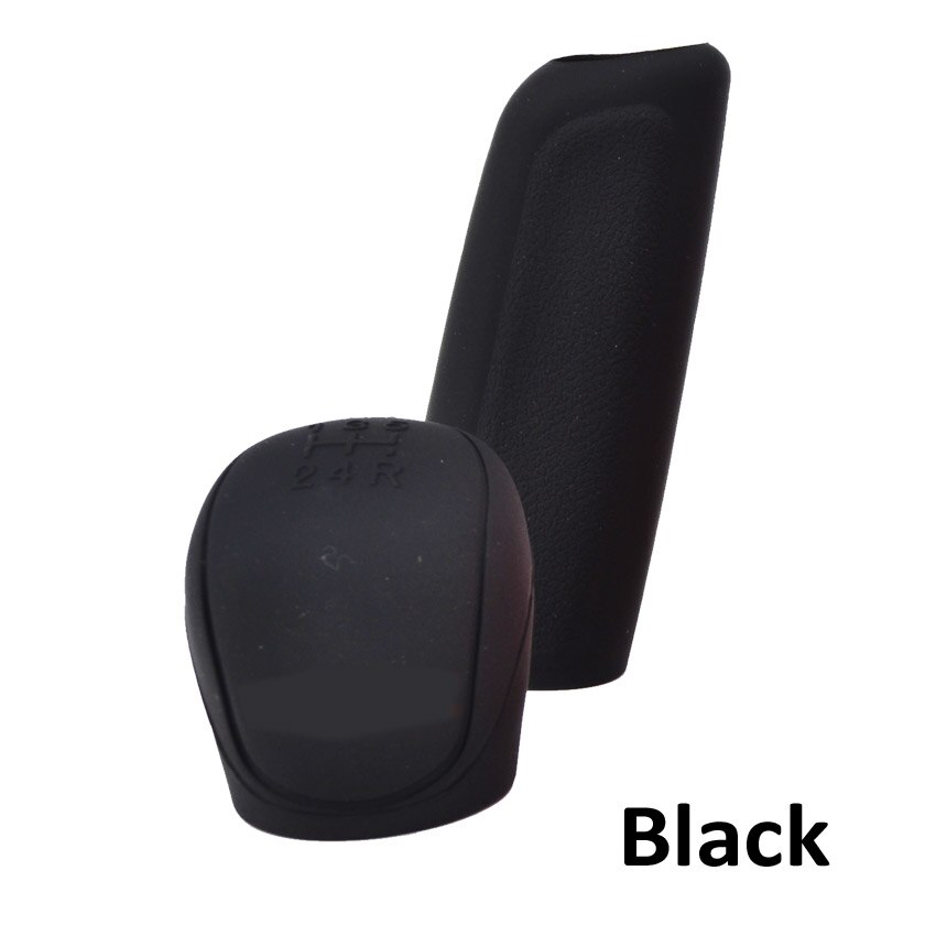 Upgraded Universal Car Silicone Gear Head Shift Shifter Knob Cover Gear Shift Collars Handbrake Car Hand Brake Covers Skin: Black