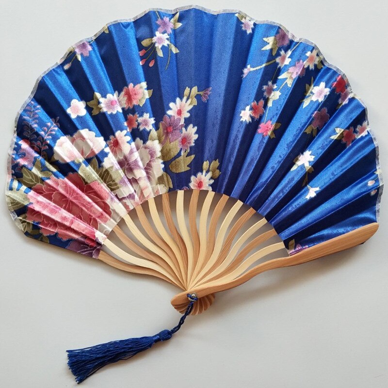 Pattern Chinese Style Hand Held Fans Silk Bamboo Folding Fans Handheld Wedding Hand Fan Cool Bamboo Flower personality