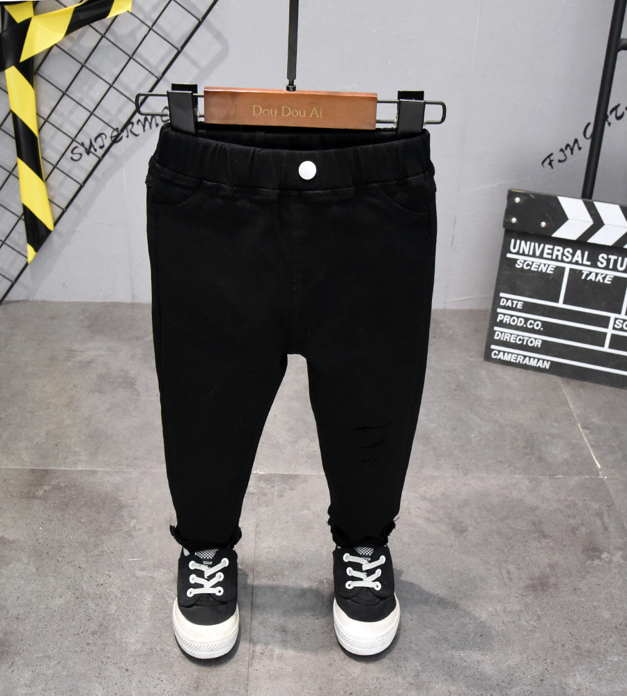 Niños vaqueros negros otoño nuevos pantalones de mezclilla para niños pantalones vaqueros informales de vaquero para niños pantalones de Jean