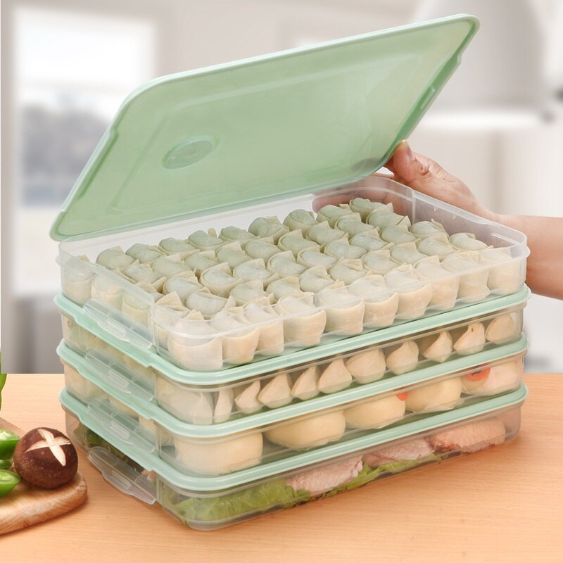 Dumpling Boxes Storage Tray Food Container Box for Keep Fresh Refrigerator Frozen Dumplings Storage Plastic Boxes