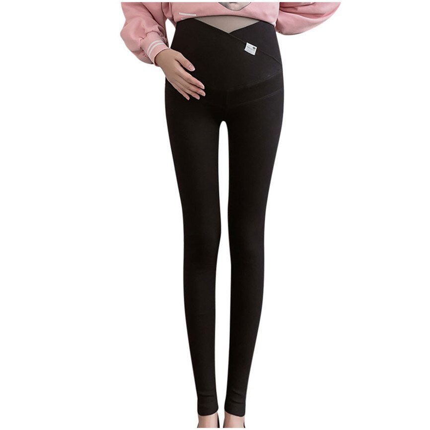 Maternity Pants Plus Size Women Pregnant Solid Soft Pant Gravida High Waist Leggings Stretchy Comfortable Simple Pencil Pants: Black / L2