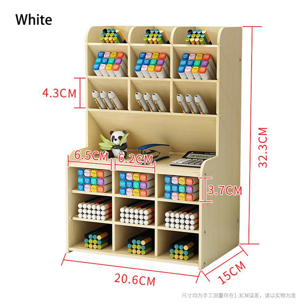 Multi-function Wooden Desktop Pen Holder Office School Stationery Storage Stand Case Desk Pen Pencil Organizer: I