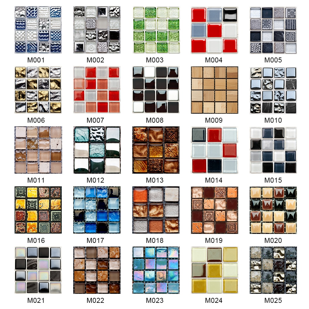 Pegatinas de pared de azulejos de mosaico de mármol, cubiertas planas impresas en 2D para cocina, baño, pelar y pegar, Mural de arte impermeable, 10 piezas