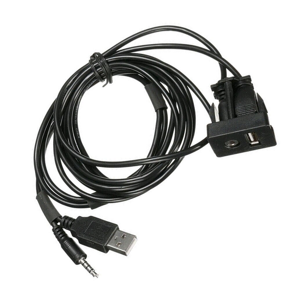 Audio AUX Cable Black USB Port Connection Dashboard Extension Flush Mount