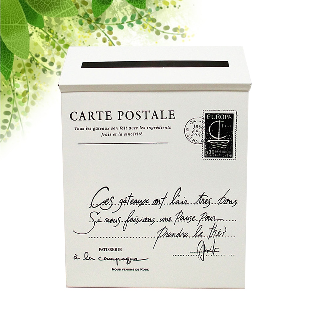 1pc Post Box Wall-mounted Decorative Retro Metal Mailbox Letter Box for Incoming Mail