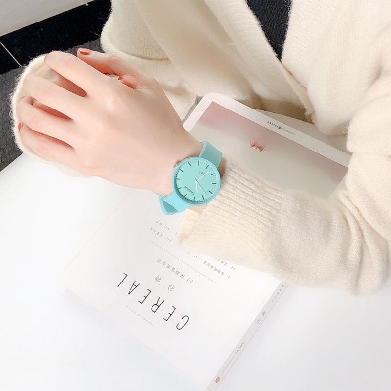 Relojes de Ins para mujer, de Color caramelo reloj de pulsera, reloj de silicona gelatinosa coreano, para mujer