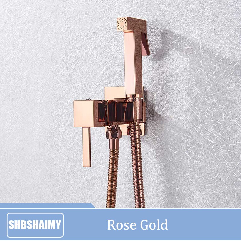 SHBSHAIMY Schwarz Durcheinander Schlecht Bidet Armaturen Hochdruck Spritzgerät dusche wasserhahn Bidet wc waschmaschine Warmen und Kalten Wasser Mischer: Rose Gold B