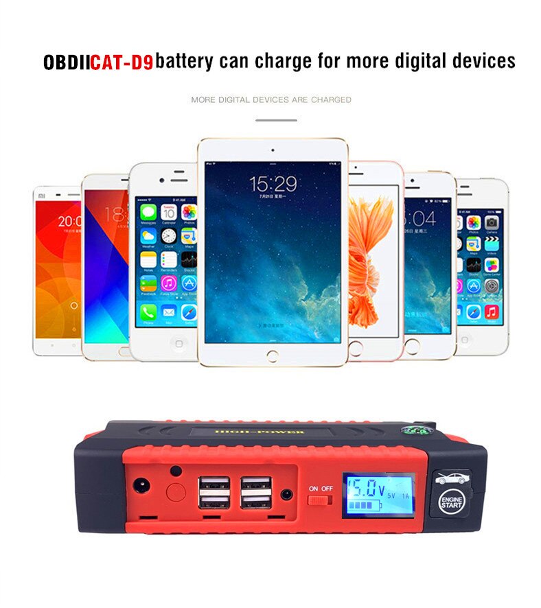 High Power 12V Auto Jump Starter Batterij booster Oplader Uitgangspunt Apparaat voor Benzine/Diesel Auto 'S Auto Starter