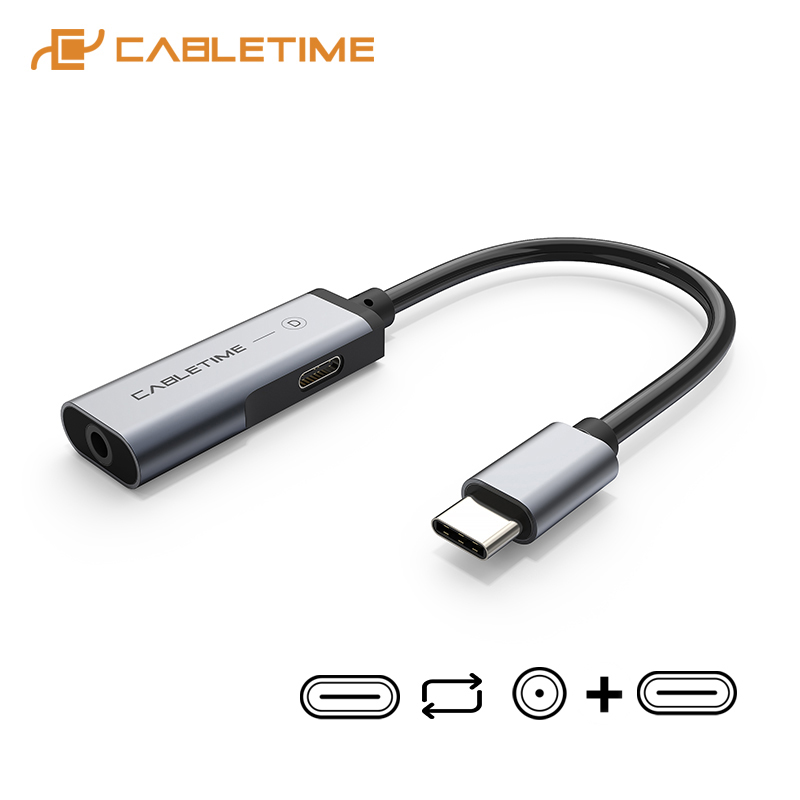 Cabletime Usb C Adapter Aux 3.5 Mm Koptelefoon Jack Otg Digitale Splitter Voor Huawei P30 Lg Xiaomi 10 samsung Note 10 C328