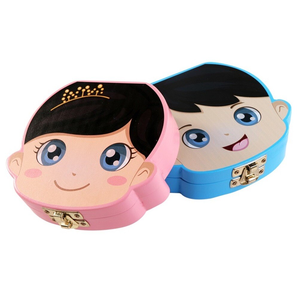 Wooden Baby Tooth Box English Milk Teeth Umbilical Organizer Storage Boys Girls Souvenir Case Baby