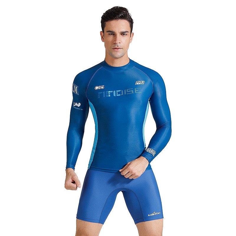 Rash guard mænd rashguard upf 50 uv beskyttelse langærmet badetøj surf badetrøje snorkling sejler dykkerdragt