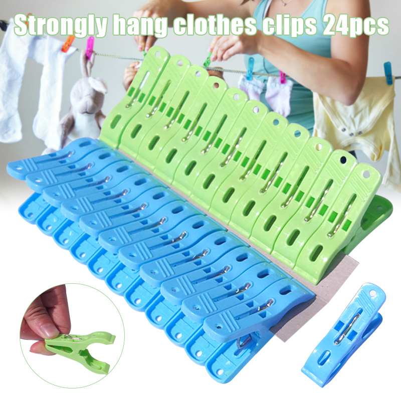 24 stuks plastic kledingclip voor hangers sterk draagvermogen plastic haringen voor het drogen van quilts kleding