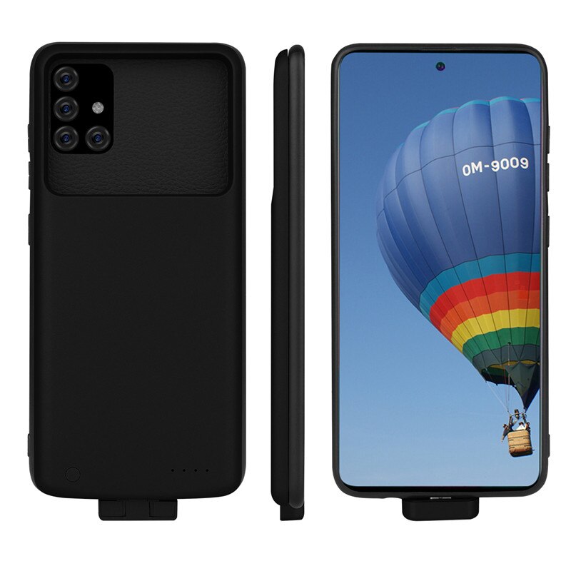 5000Mah Slim Silicone Shockproof Battery Charger Case Voor Samsung Galaxy A51 5G Power Bank Case Terug Clip Batterij cover Capa: Black