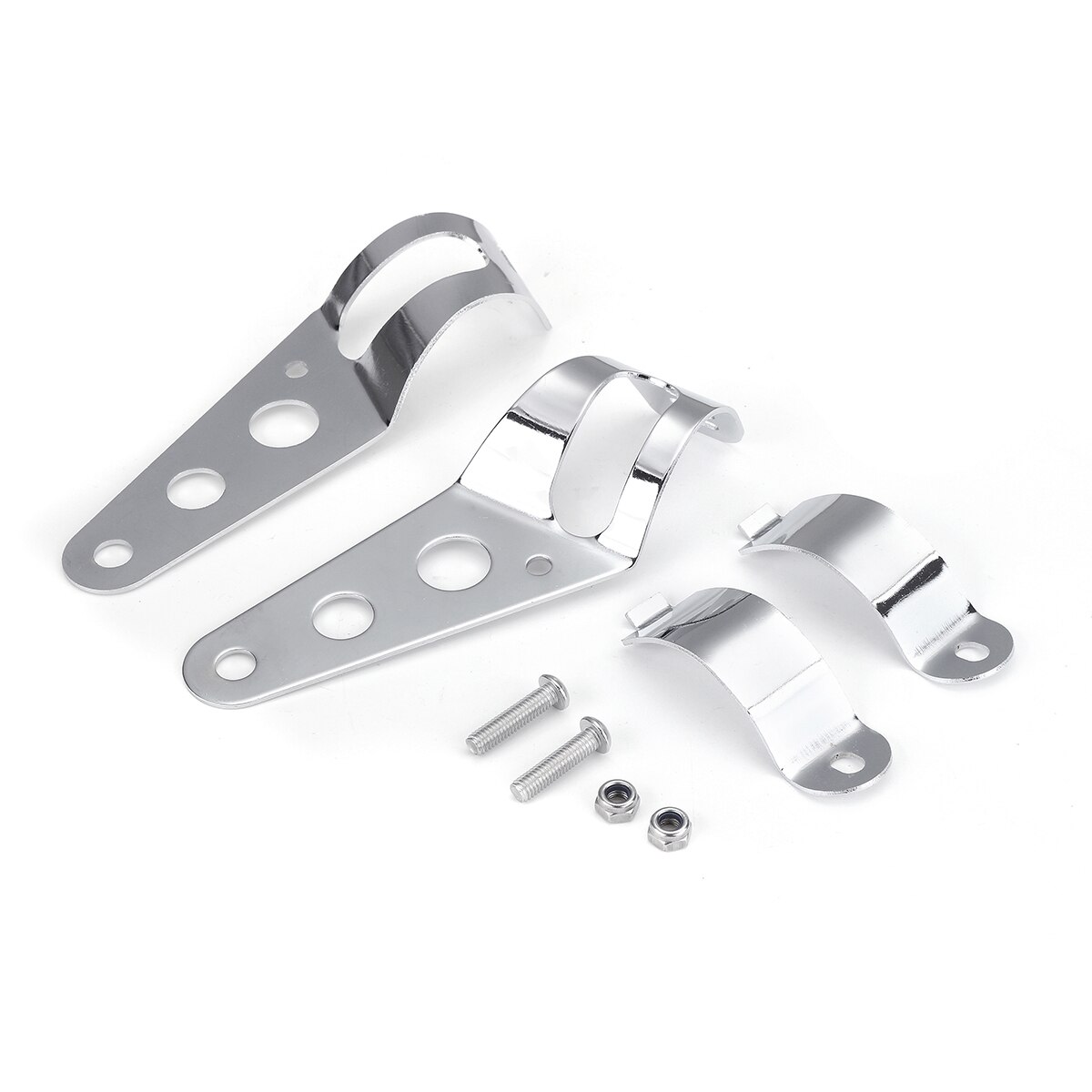 1Set 38-48mm Universal-Motorcycle Headlight Mounting Bracket Fork Ears Adjuster Mount Clamp Holder For Chopper Bobber Cafe Racer: Silver
