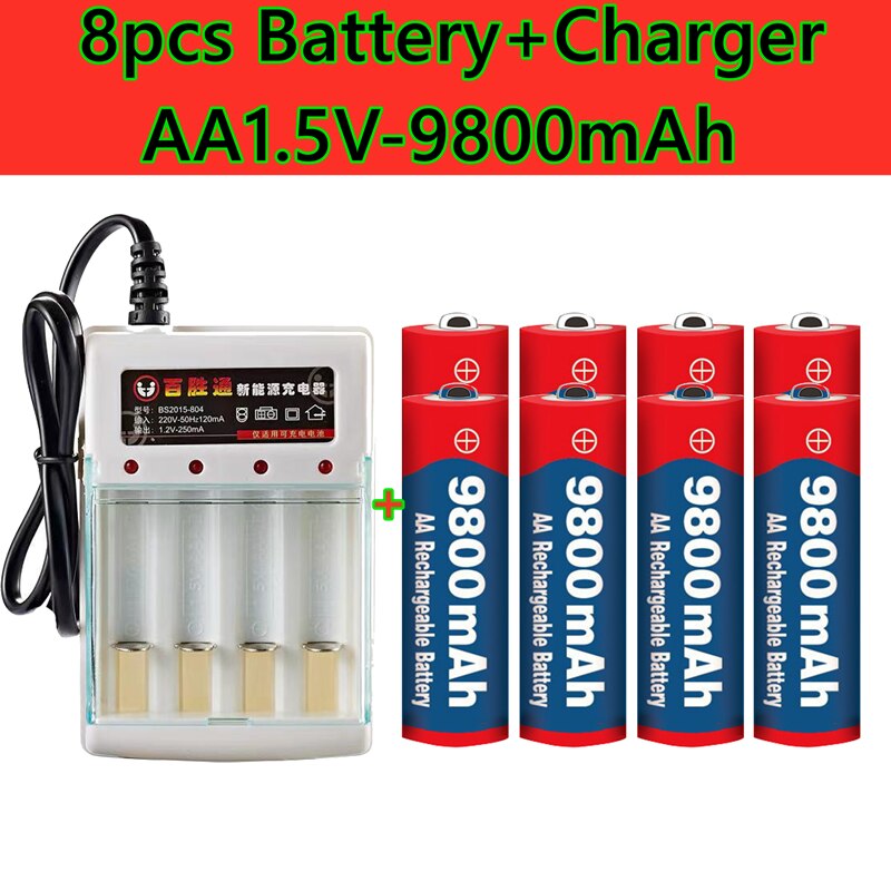 Aa batteri 9800 mah 1.5v genopladeligt batteri aa er velegnet til fjernbetjent vækkeur med opladersalg