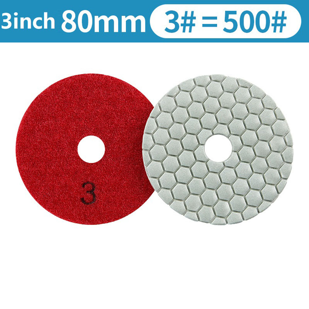 3-Zoll-Diamant-Trockenpolierpad-Schleifscheibe für Granit-Marmor-Schneider, Schleif-/Schneidwerkzeuge, 1 Stück, zufällige Farbe: Silber
