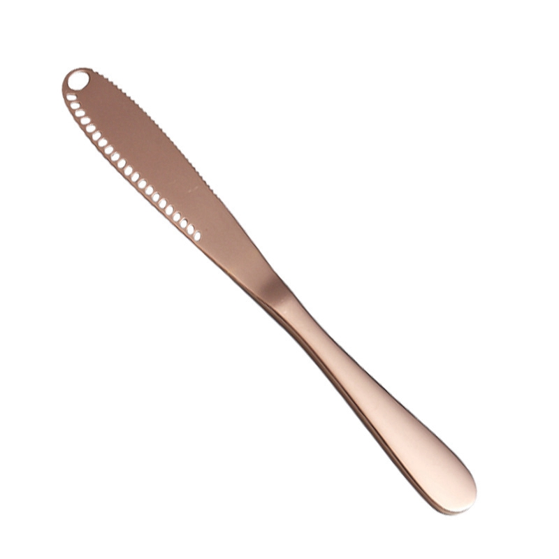 Coltello da burro da cucina coltello da burro in acciaio inossidabile con foro formaggio strumenti da Dessert coltello da marmellata posate coltello da pane Toast da cucina: Rose gold