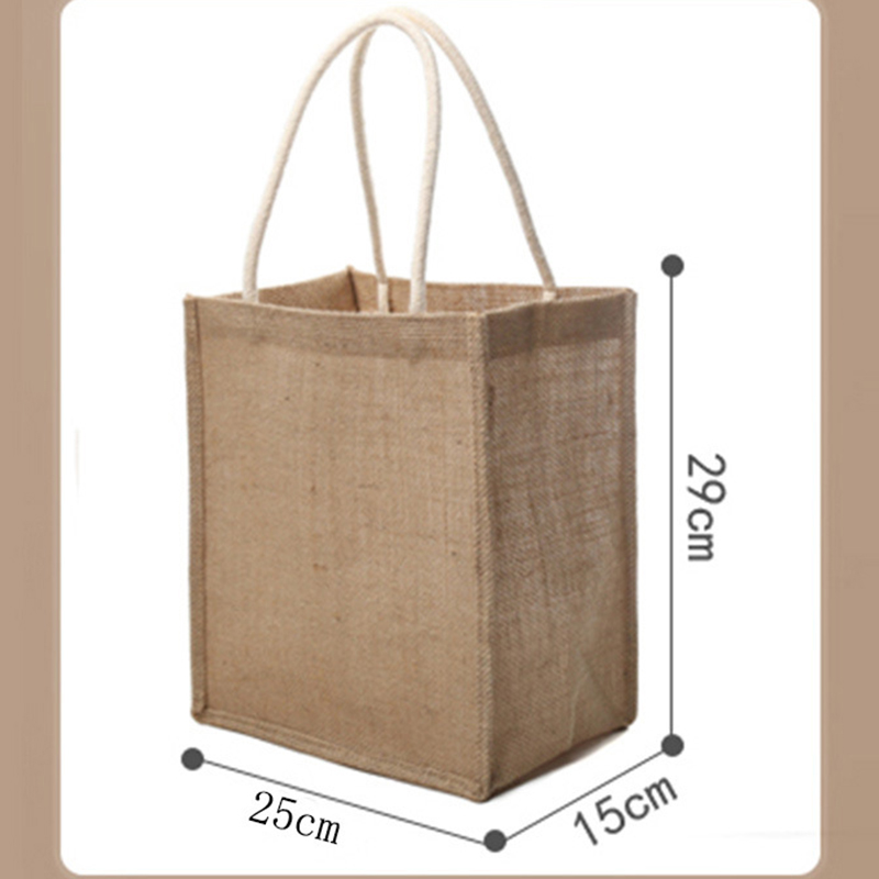 Bolsa de compras de lona, bolsos portátiles ecológicos de hombro, bolsa de almacenamiento de algodón, bolsa de comestibles de arpillera, rápido, bolso de arpillera: Gris oscuro
