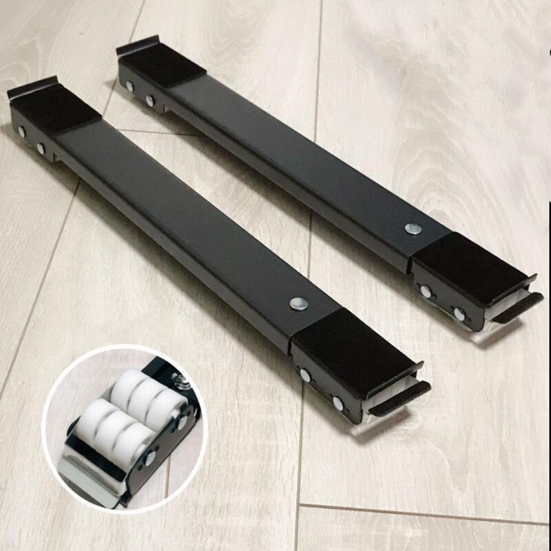 Washing Machine Stand Movable Adjustable Refrigerator Base Mobile Roller Bracket 24 Wheel Universal Washing Machine Dryer Holder: Black 2PCS