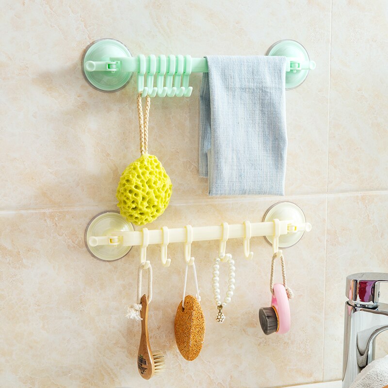 Toallero con ventosa para baño, soporte de pared de cocina, con ventosa colgador, 6 ganchos